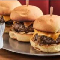 Burger Sliders · 3 sliders, served with cheese, sautéed onion, house sauce on potato bun.