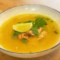 Side Of Chicken Soup (Soto Ayam) · A pint of comforting chicken soup, slow-cooked with turmeric and other herbs. Served with sh...