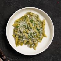 Pesto Of My Love Pasta (Penne) · Fresh basil leaves, garlic, grated parmesan cooked with penne. Served with bread.