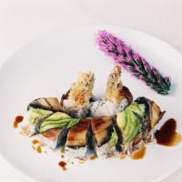Special Dragon Roll, 8 Pieces · Shrimp tempura and cucumber with eel avocado on top. Cooked item.