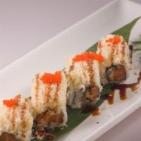 Crunch Roll, 8 Pieces · Eel, salmon with caviar, crunch, and eel sauce on top.