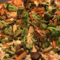 Vegetarian Pizza · Seasonal vegetables, plum tomato sauce and mozzarella.