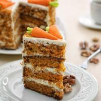 Carrot Cake · Moist carrot cake topped with cream cheese frosting