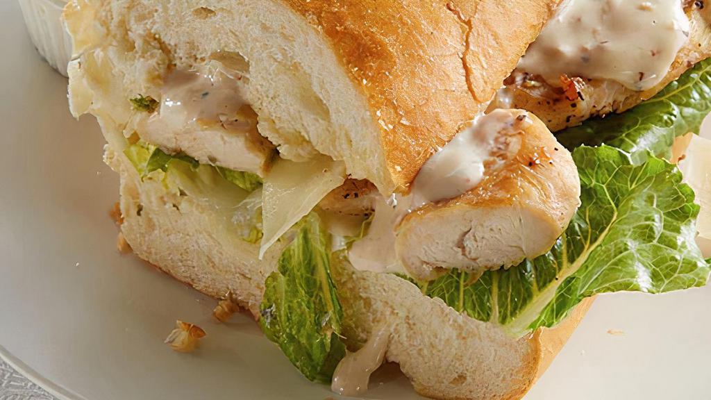 Chicken Caesar Sandwich · Chicken, Lettuce, Parmesan & Caesar Dressing.