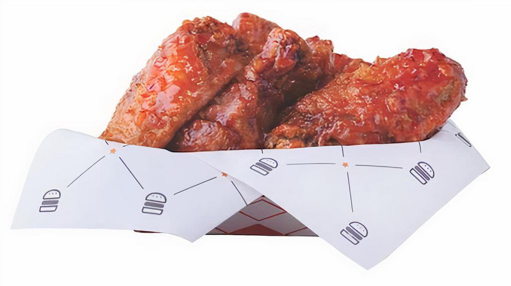 6 Jumbo Chicken Wings · Toss with your choice of Sauce, comes with carrots, celery and ranch dipping sauce