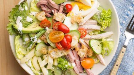 Chef Salad · Spring greens, turkey, ham, salami, provolone, tomatoes, cucumbers, onion, and giardiniera.