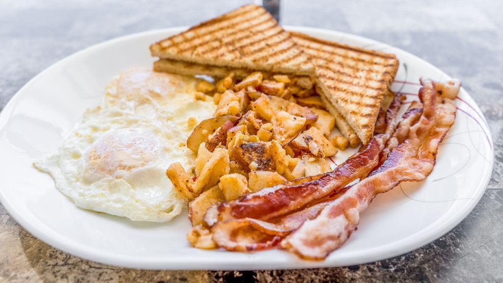 Breakfast Platter · egg, sausage, bacon, or Taylor ham w/ home fries & toast.