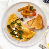 Florentine Omelette Platter · Eggs cooked with feta cheese and spinach as an omelette. Served with buttered toast and your...