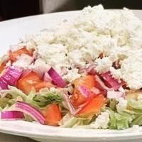 Greek Salad · Lettuce, tomatoes, cucumbers, olives & feta cheese.