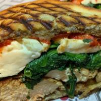 The Anthony · grilled chicken, roasted red peppers, fresh mozzarella in a balsamic glaze