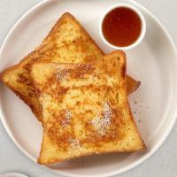 Plain French Toast Platter · 2 fluffy french toasts with choice of meat, eggs and cheese!