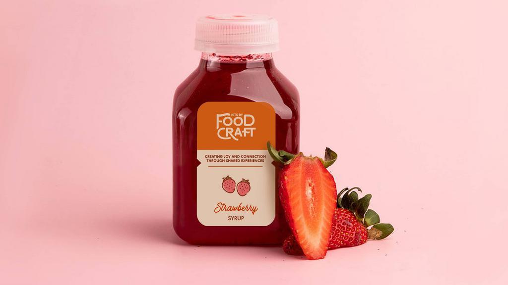 Strawberry Syrup · It’s fair to say that strawberries are a key ingredient. When in its right peak of ripeness, this scarlet produces sweet, tangy, and juicy flavors. And that’s what you will find in our STRAWBERRY SYRUP. Make your tastebuds do a happy dance with a hint of our strawberry syrup in your food or drink! 

Size: 8oz or 16 tbsp
Serving: 8, use 2 tbsp per serving