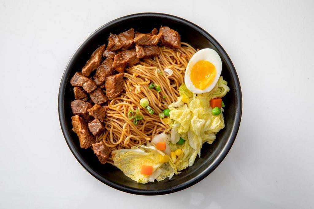 N4 Beef Noodle/Rice(No Egg Today) · Braised premium beef shank with garden veggies, half egg, and a base of your choice