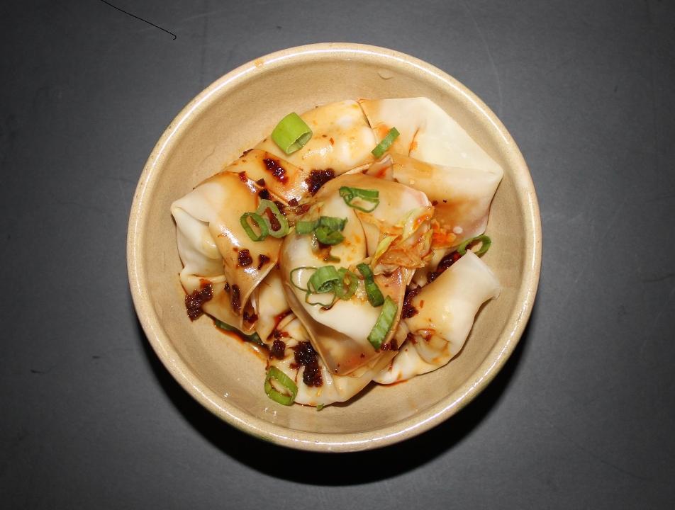 V2 Sweet And Spicy Veggie Wonton · Steamed wontons in a homemade spicy and sweet sauce
