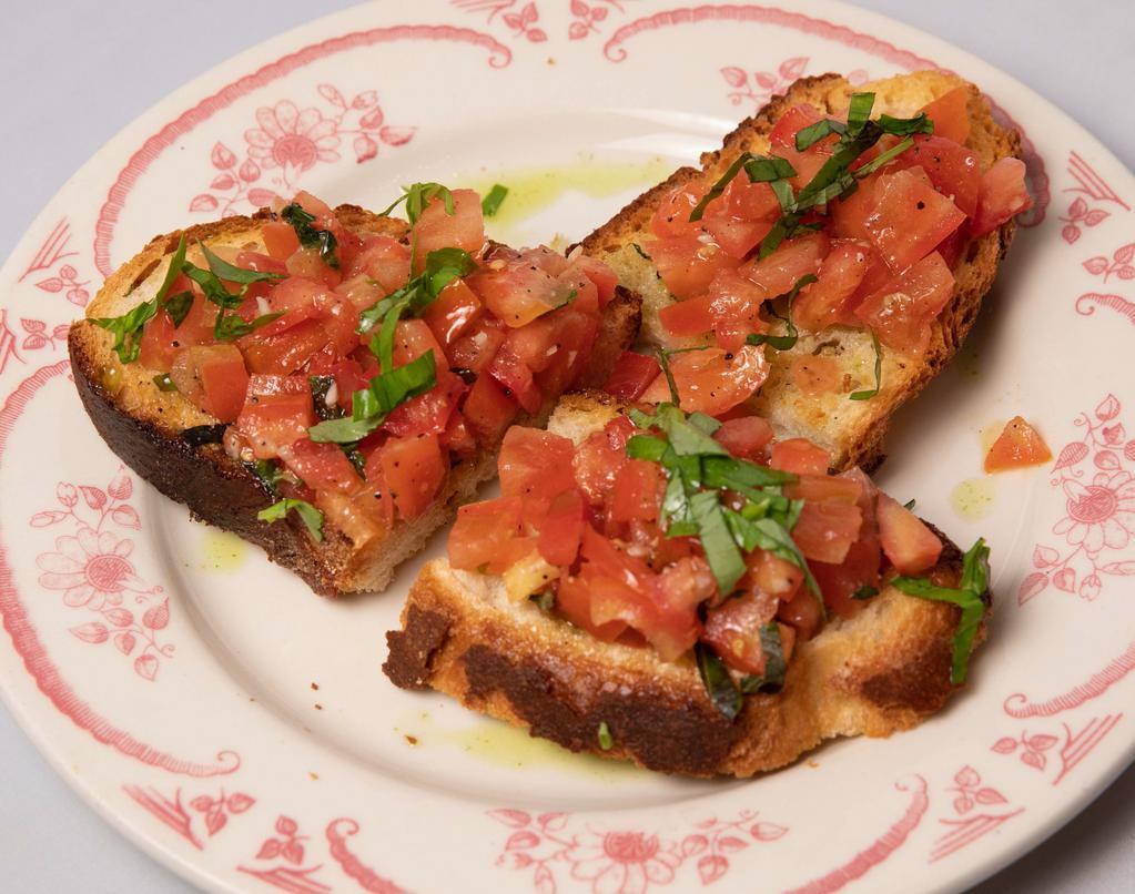 Bruschetta · Grilled Bread with Fresh Tomatoes, Olive Oil, Basil, and Garlic.