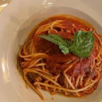 Spaghetti Carbonara* · Spaghetti with Pancetta, Eggs, and Pecorino Cheese.