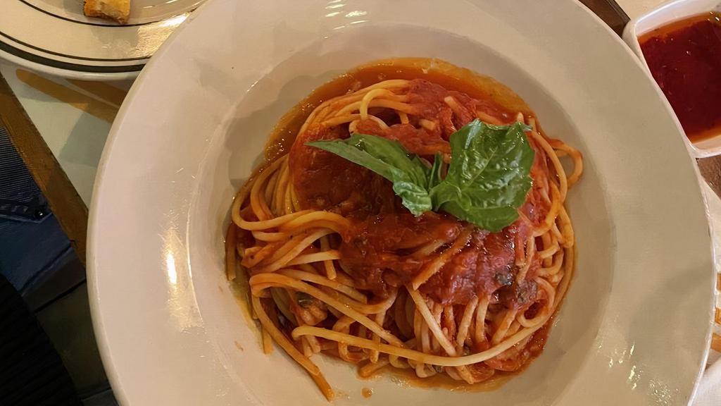 Spaghetti Carbonara* · Spaghetti with Pancetta, Eggs, and Pecorino Cheese.