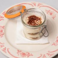 Tiramisu · Ladyfingers dipped in expresso coffee, layered with a whipped mixture of eggs and mascarpone