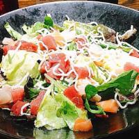 Sashimi Trios Salad · Medley of chef's choice fresh seasonal fish, tossed with crispy mixed green, drizzled with a...