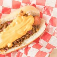 Our Famous Chili Cheese Dog · 1/4 lb. Dietz & Watson beer steamed dog smothered in homemade chili & cheese.