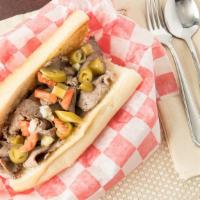 Chicago Mike'S Italian Beef · Beef sandwich on Italian bread with your choice of spicy giardiniera or grilled peppers.