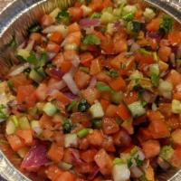 Shepherd'S Salad Small · Tomato, chopped onions, cucumber  and parsley.