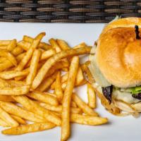 Mushroom Swiss Burger · Swiss Cheese, Crispy Portobello Mushroom