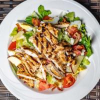 Chicken Cobb Salad · Mixed Greens, Chopped Chicken Breast, Bacon Crumbled Bleu Cheese, Sliced Apples, Egg, Tomato...