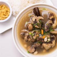 Oxtail Soup · 36 ounces! Served with minced ginger and rice.