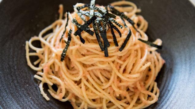 Mentaiko Spaghetti · Come with 2 garlic breads.
(Mentaiko is a Japanese mild spicy cod roe)