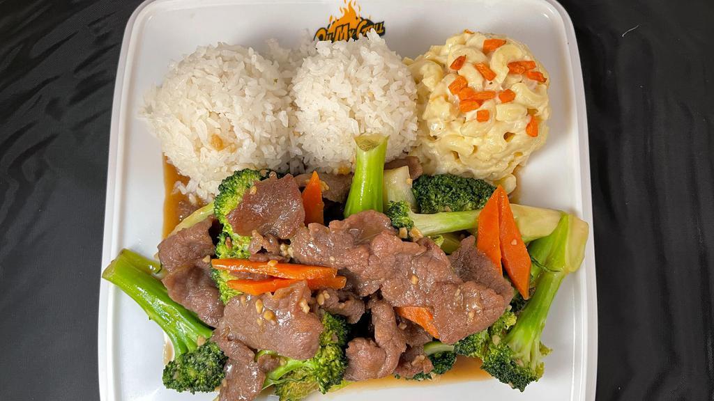 Beef Broccoli Stir Fry · Choose your rice & salad.