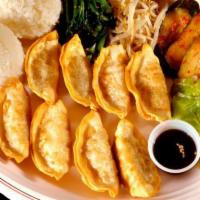 Fried Man Doo Plate · Deep-fried dumplings. Served with two scoops of rice.