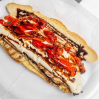 Big Pauly · Grilled chicken, roasted peppers, house made fresh mozzarella, balsamic glaze and olive oil.