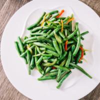 Stir Fried String Beans · String beans, red peppers, celery.