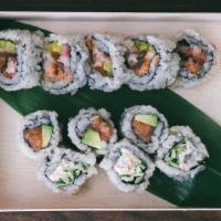 Set C Nori Inside Sushi Roll · Salmon avocado, Snow crab cucumber (8 pcs) 
Futomaki Spicy tuna, Yellowtail, Scallop, kanpyo...