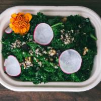 Kale Salad  · Walnut, Raisin, Quinoa with Rakkyo Dressing