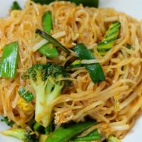 Pad Thai · Thin rice noodle stir-fried with bean sprouts, egg, tofu, scallion, and choice of meat toppe...