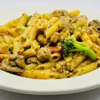 Penne Pasta With Chicken · Cooked with garlic and extra virgin olive oil.