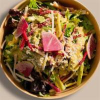 Cactus Never Die Salad · Romaine, grilled cactus, tomatoes, radish, onions and v. white cheddar cheese. Served with l...