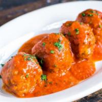 Polpettine · beef and pork meatballs in tomato sauce