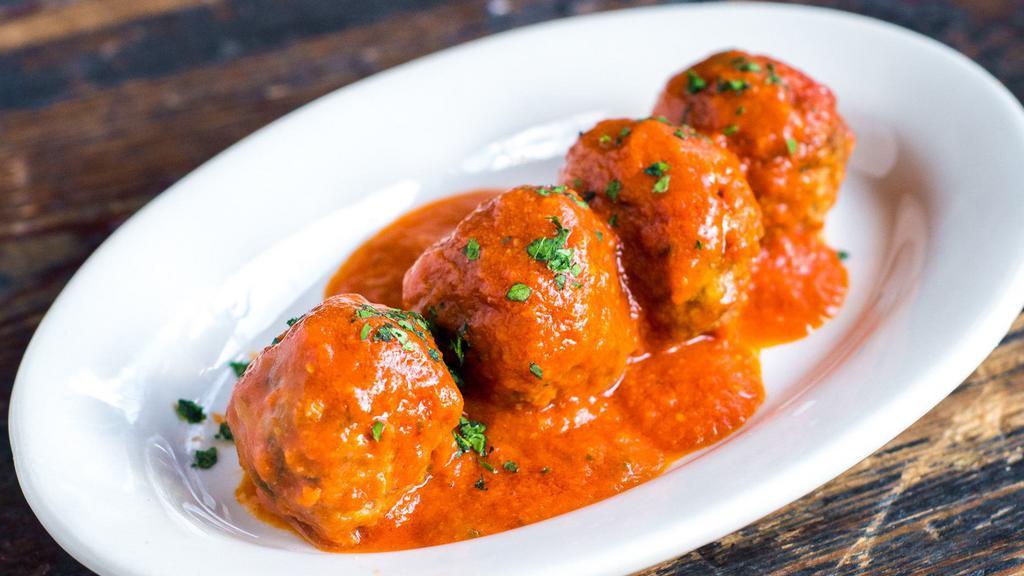 Polpettine · beef and pork meatballs in tomato sauce