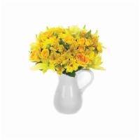 Sunny & Smiling Bouquet · This bright and cheerful arrangement creates a ray of sunshine for any occasion. Roses, alst...