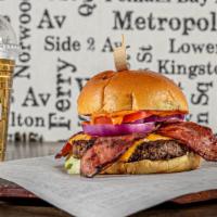 Grand Ape · Beef patty topped with iceberg lettuce, tomatoes, turkey bacon, beef bacon, American Cheese,...