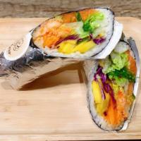 Poke Burrito Small · Choice of one protein, flavored wrap, and sauce. Come with carrots, purple cabbage, cucumber...