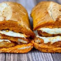 Chicken Vodka Parmigiana Sandwich · Crispy chicken, signature vodka sauce and Mozzarella cheese