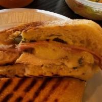Cuban Chicken · Grille chicken, ham, swiss cheese, pickles, mayo, mustard