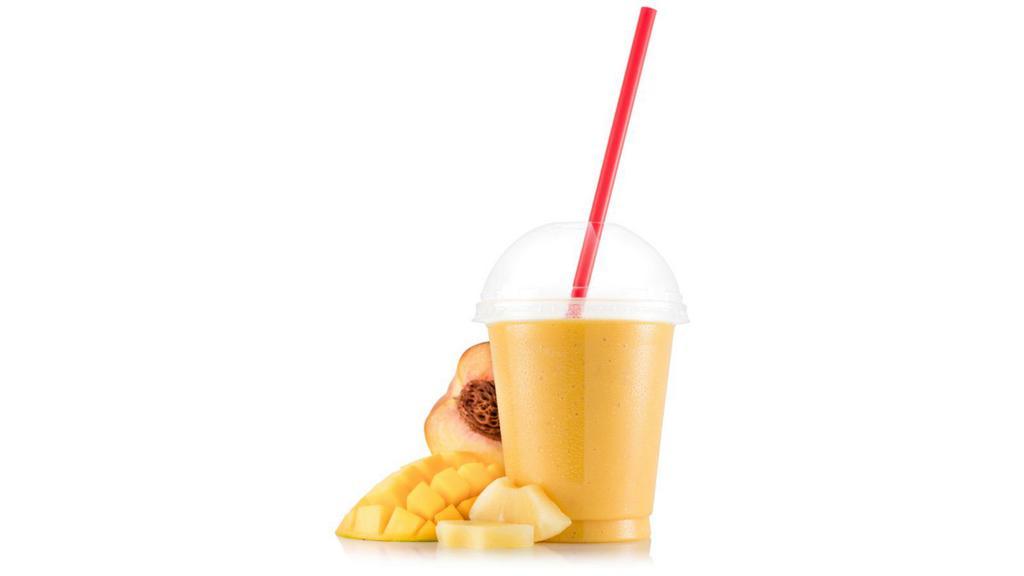 Passion Paradise Smoothie · Sweet and smooth blend of mango, strawberries, banana and apple juice.