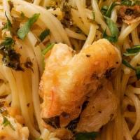 Shrimp Scampi Pasta · Shrimp Scampi over spaghattini pasta