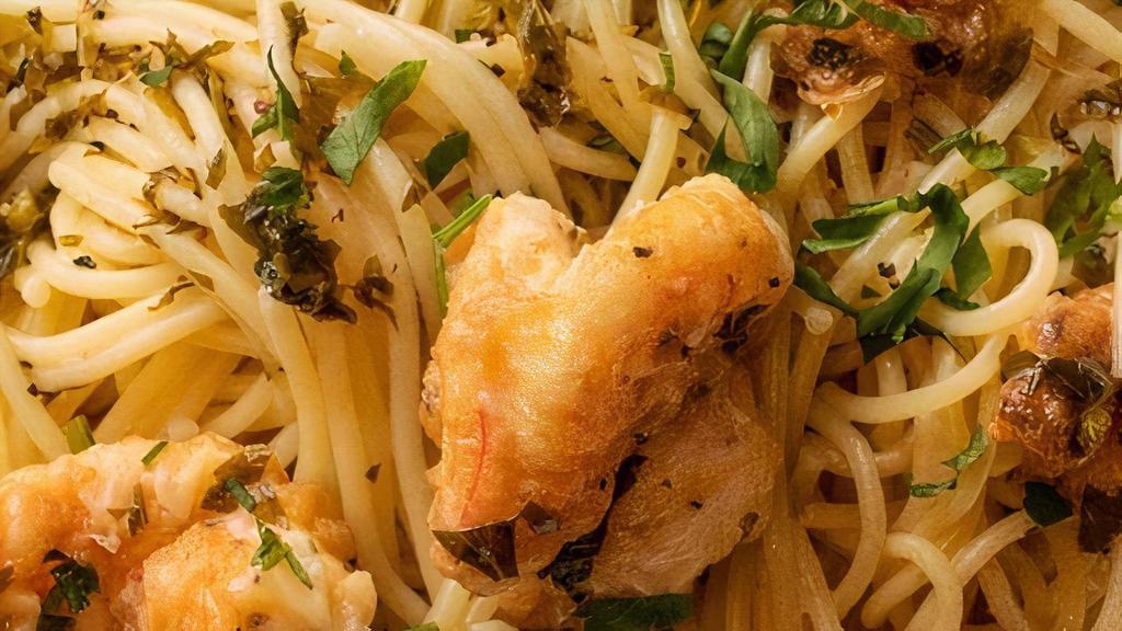 Shrimp Scampi Pasta · Shrimp Scampi over spaghattini pasta