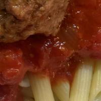 Kids Pasta & Meatball · Penne pasta, marinara sauce and a homemade meatball